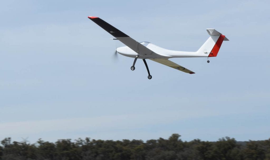 The hydrogen-powered drone in flight