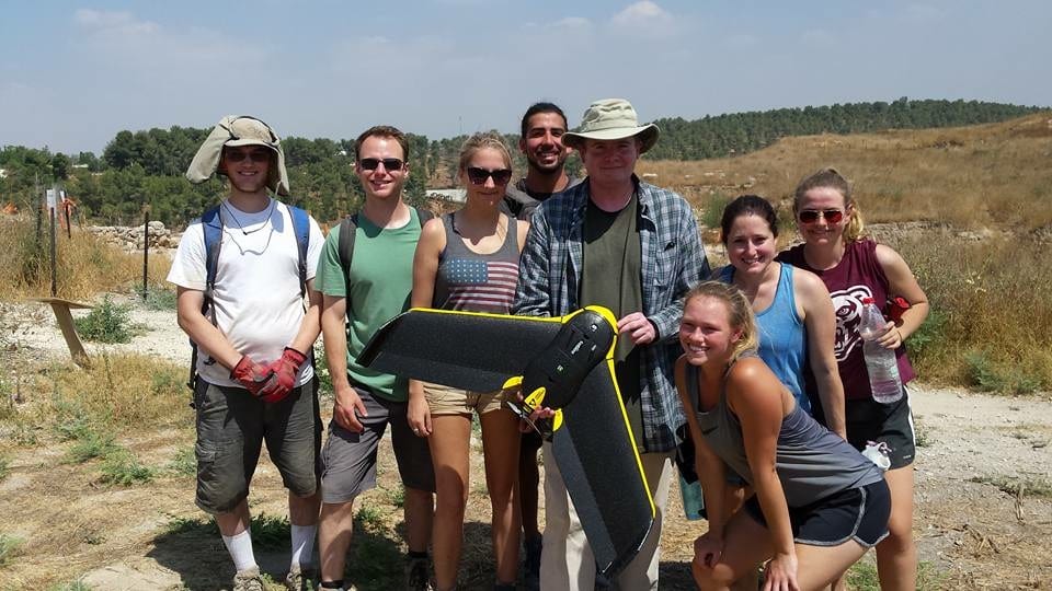 John Carroll and Oakland University students use a drone on an archaeological dig in Israel
