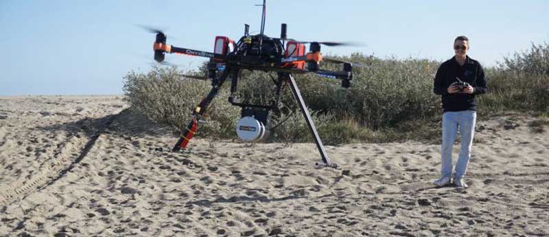 The UAV equipped with the Lidar system.