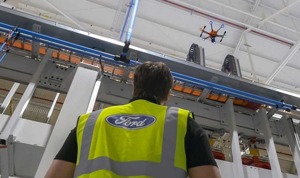 Ford worker uses drone to inspect UK plant