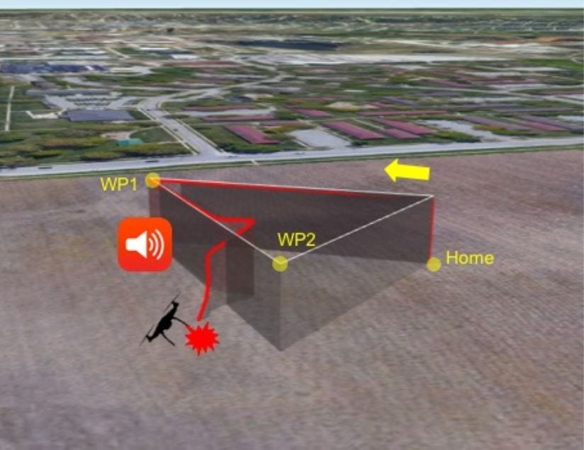 Acoustic noise attack and the affected flight trajectory while performing a simple flight mission