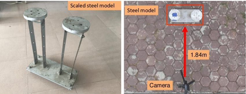 The steel model and the experimental setup