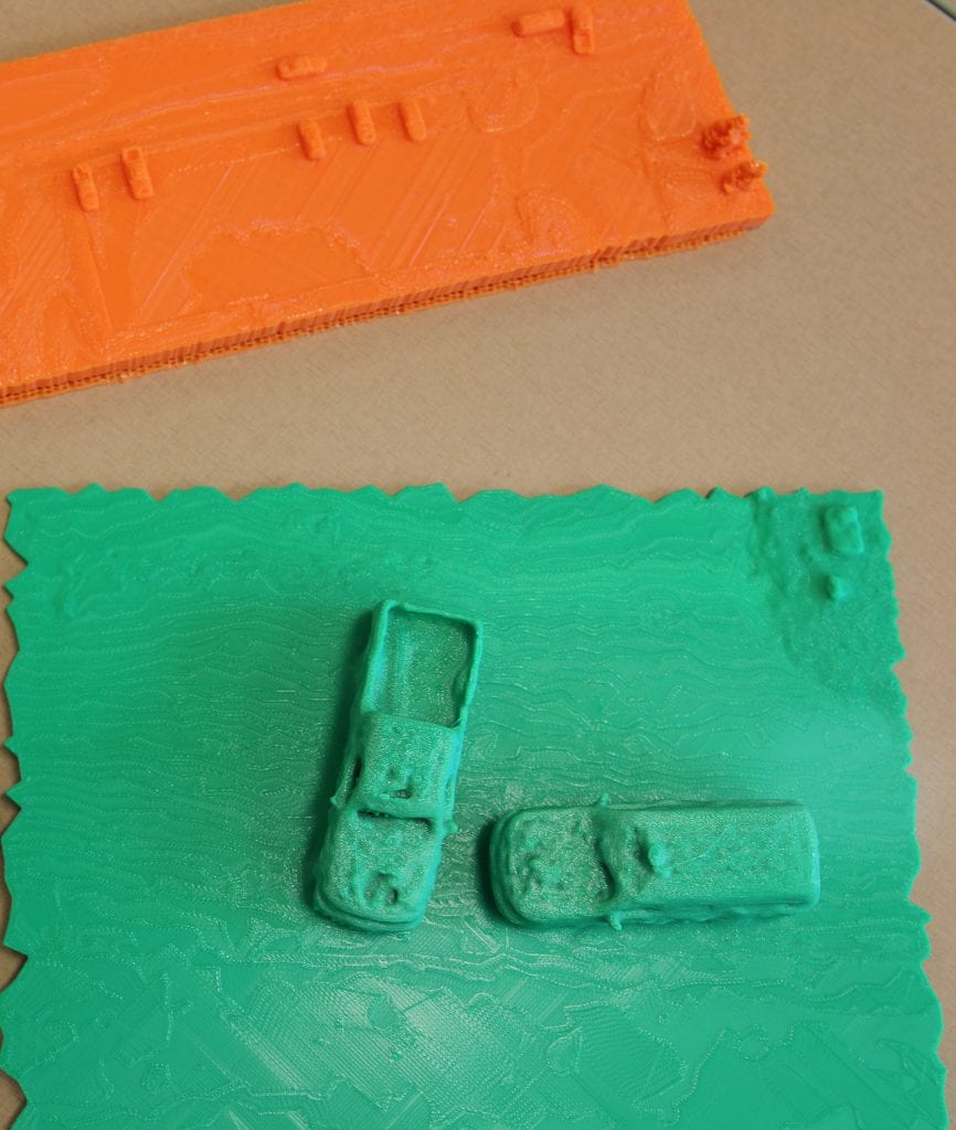 3D prints of accident scenes can help law enforcement and first responders better study and document vehicular crash scenes. (Erin Easterling/Purdue University)