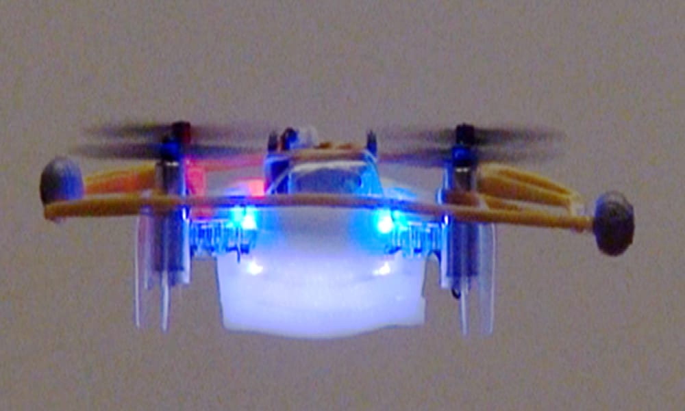 The drone emits a soft glow to give feedback to movement