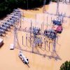 CenterPoint Energy drone footage of flooded Memorial Substation