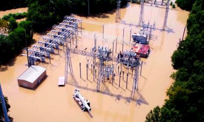 CenterPoint Energy drone footage of flooded Memorial Substation