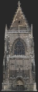 The Intel Falcon 8+ commercial inspection drone showcases a detailed image of the historic Halberstad Cathedral’s in Saxony-Anhalt, Germany. (Credit: Intel Corporation)