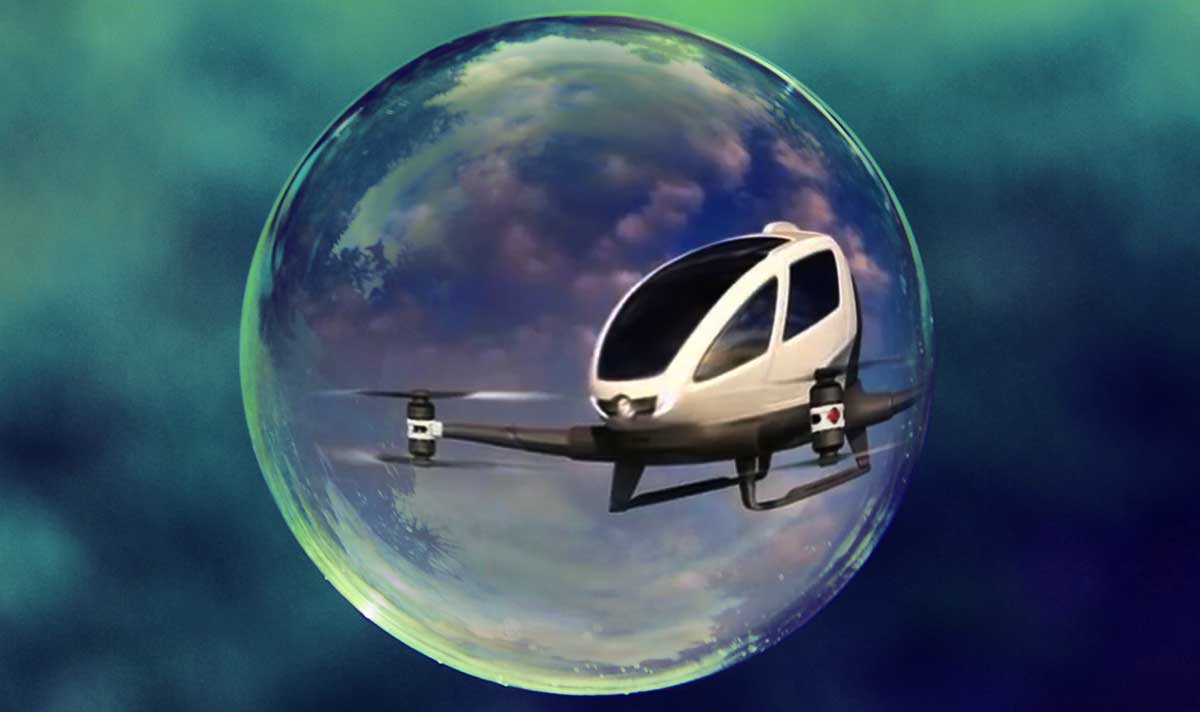 Artist's impression of a drone inside a protective bubble