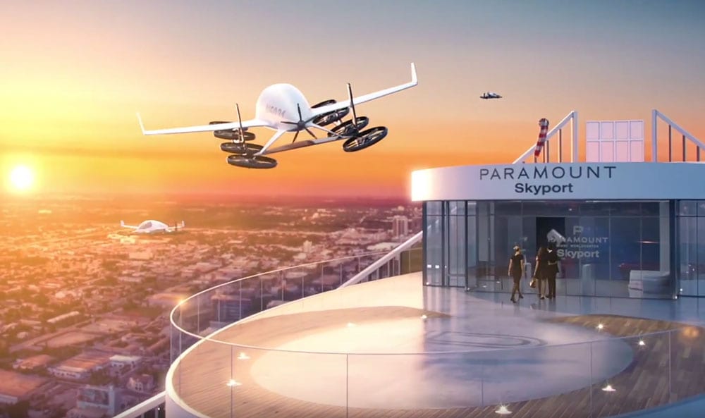 A passenger drone lands on the Miami Paramount World Center | Youtube