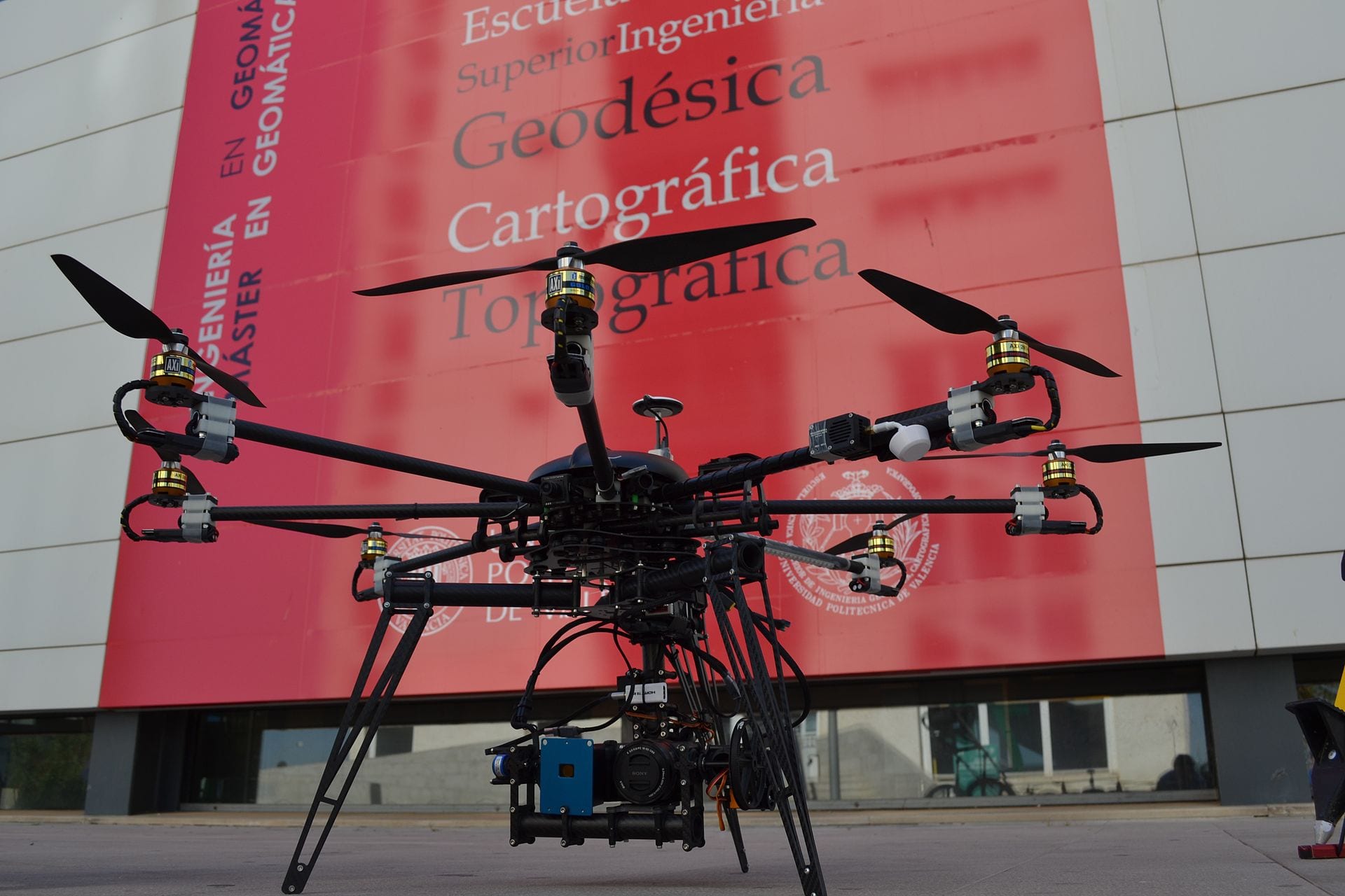 A drone at the School of Geomatics of Valencia