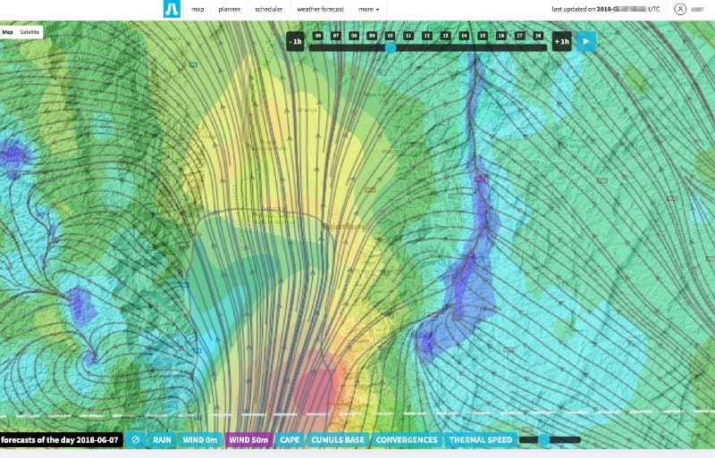 Atmosoar dashboard showing wind forecast
