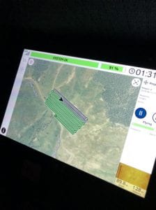 The Intel Cockpit drone flight controller interface indicates the flight path an Intel Falcon 8+ drone takes during Open Drone ID and UAS Integrated Pilot Program operations in the Choctaw Nation, outside Durant, Oklahoma, on Aug. 15 2018. (Credit: Intel Corporation)