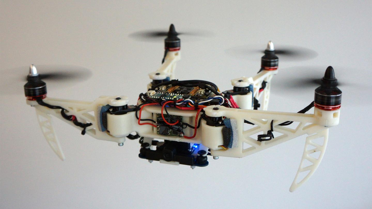 A 'T' shape can be used to bring the onboard camera mounted on the central frame as close as possible to objects that the drone needs to inspect.