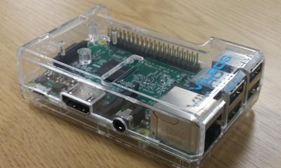 Raspberry Pi in a transparent plastic case