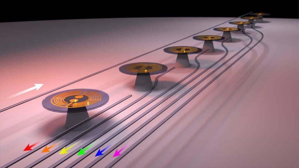 Mechanical sensors on a silicon chip. Credit: Dr Christopher Baker.