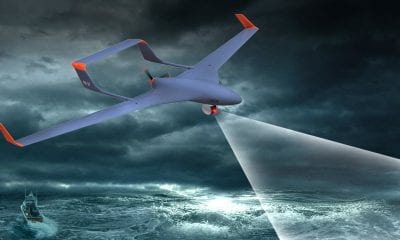 NTNU has developed a new method for catching drones that fly at high speed. The method can be used on ships, oil platforms and other places where fixed-wing drones aren’t able to land. Photo: Maritime Robotics AS