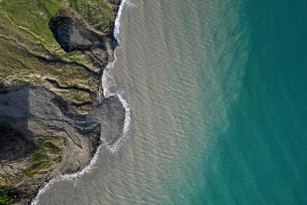 Scientists led by the University of Edinburgh used drone-mounted cameras to study erosion of permafrost coastline on Qikiqtaruk - Herschel Island, Yukon Territory, in the Canadian Arctic. Credit: Jeffrey Kerby