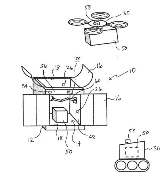Walmart patent application for a secured delivery locker involving a drone