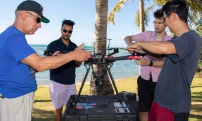 Members of the NASA Ames Laboratory for Advanced Lensing set up an unmanned aerial vehicle on May 13, 2019.