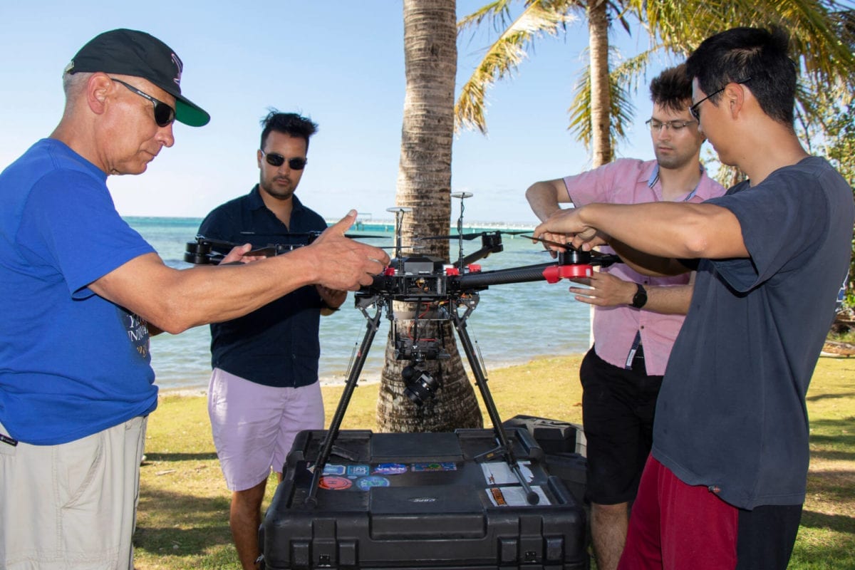 Members of the NASA Ames Laboratory for Advanced Lensing set up an unmanned aerial vehicle on May 13, 2019.