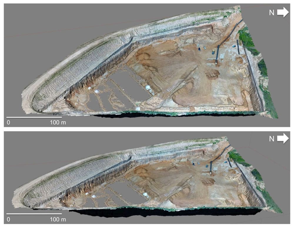 Rotated views of quarry pit using 3D Survey software.